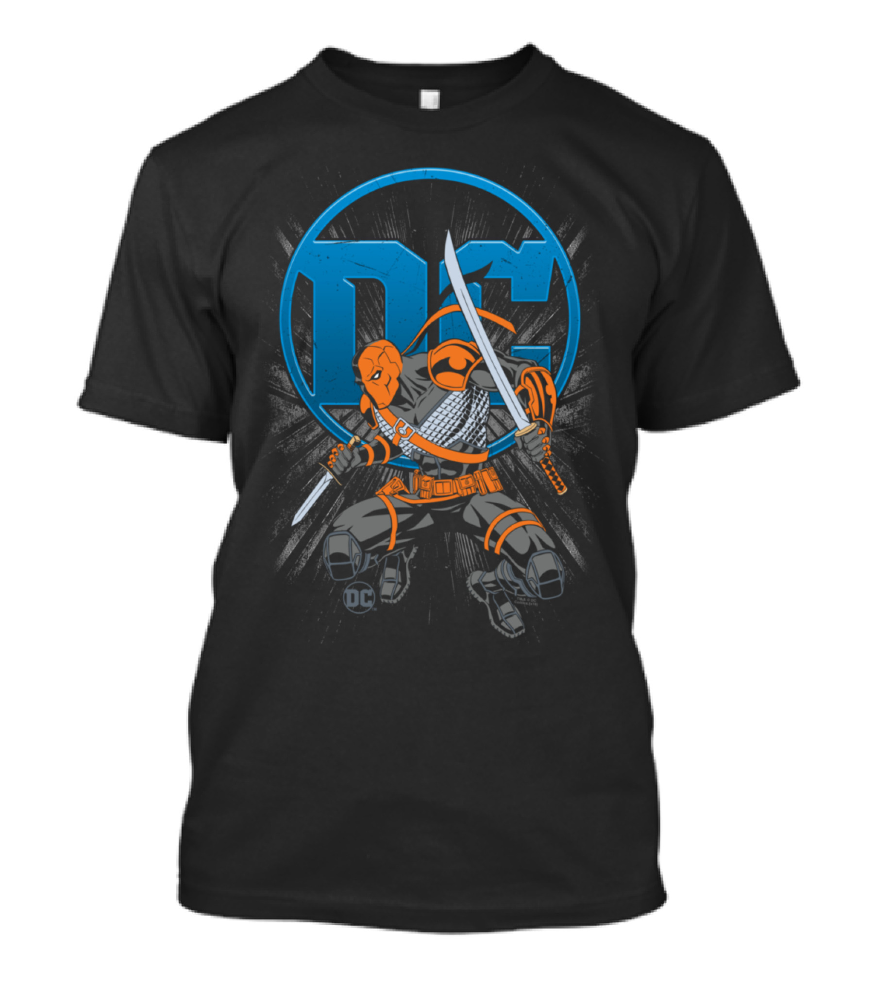 Justice League DC Comic Deathstroke Character With Swords In Front Of Iconic T-Shirt