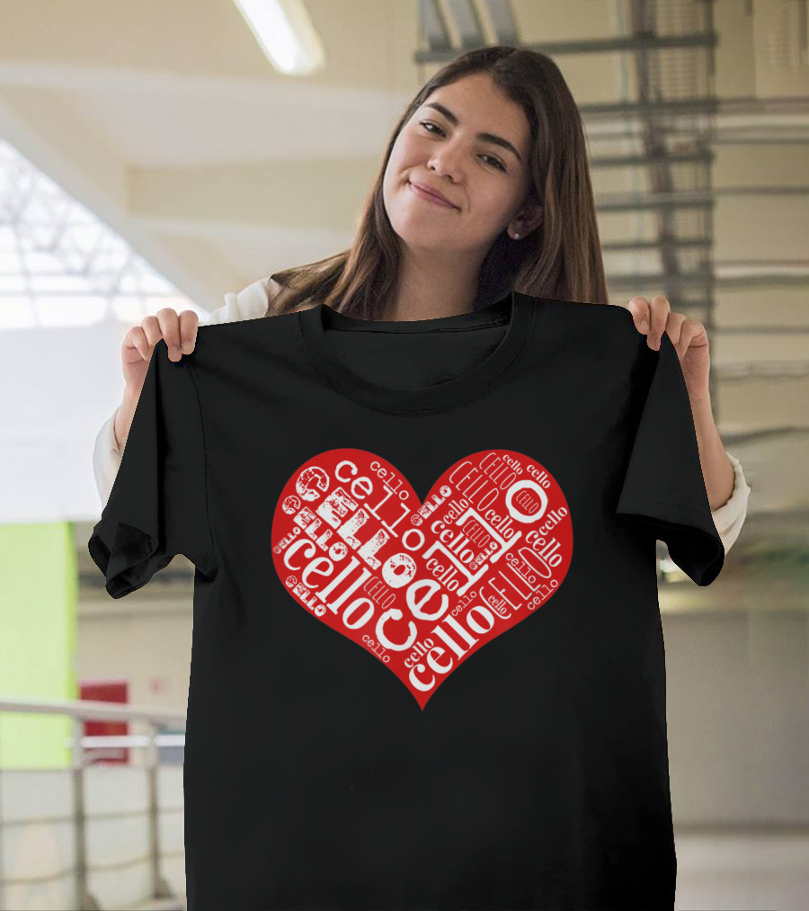 Cello Heart Love Cello Word T-Shirt