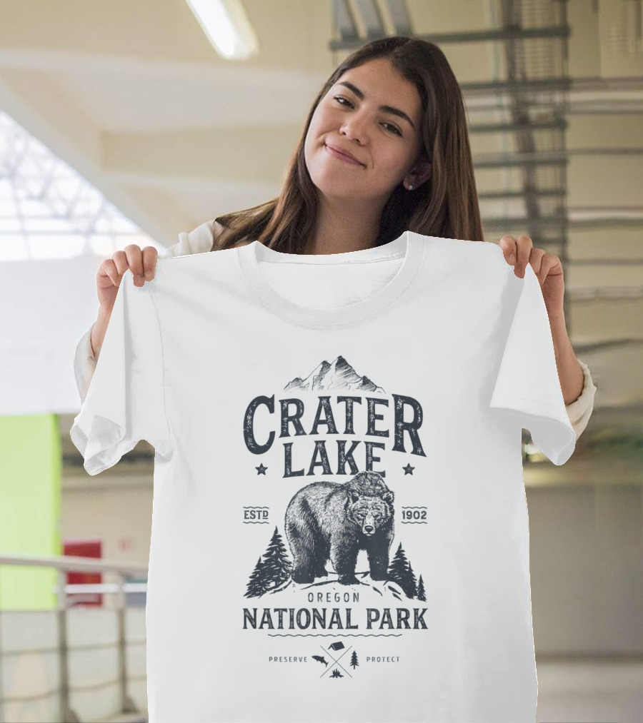 Crater Lake National Park Oregon Established 1902 Bear Preserve Protect T-Shirt