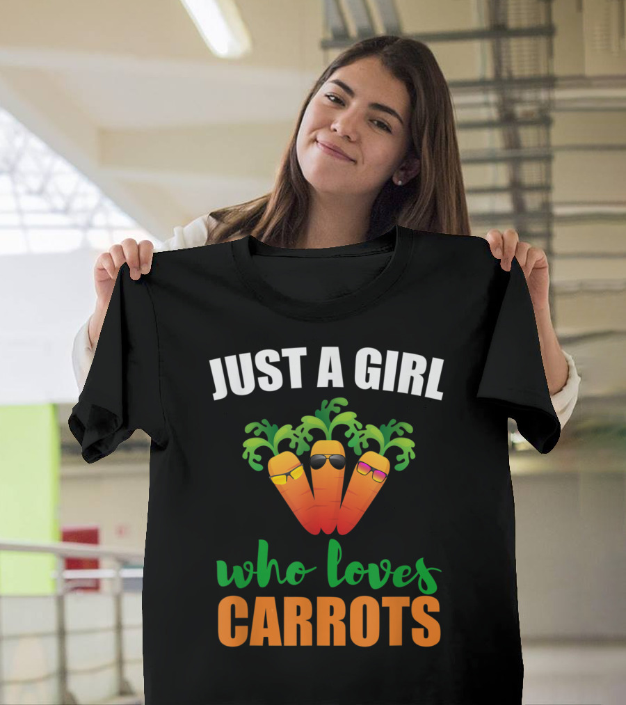 Just A Girl Who Loves Carrots Funny Vegetable With Cool Sunglasses T-Shirt