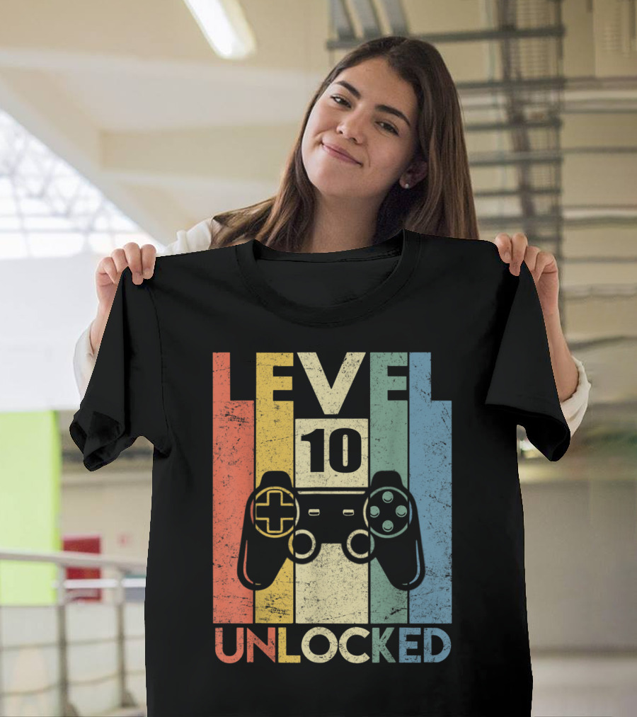 Level 10 Unlocked Video Gamer Controller T-Shirt