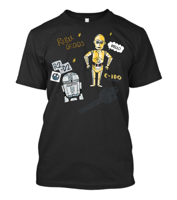Rebel Droids R2-D2 C-3PO Hello Star Wars Doodle T-Shirt