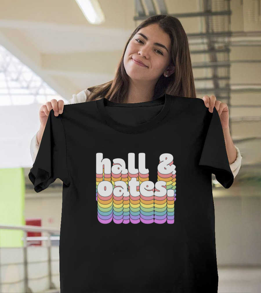 Hall and Oates Retro Typography Colorful Stacked Text T-Shirt