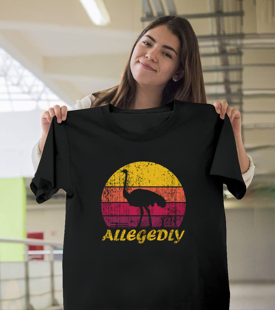 Allegedly Retro Vintage Ostrich Silhouette Sunset T-Shirt