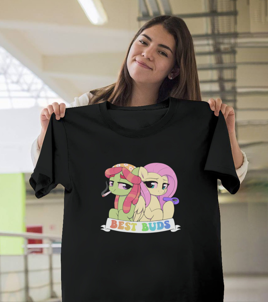 Best Buds Cannabis Friendship Characters Smoking Fun T-Shirt
