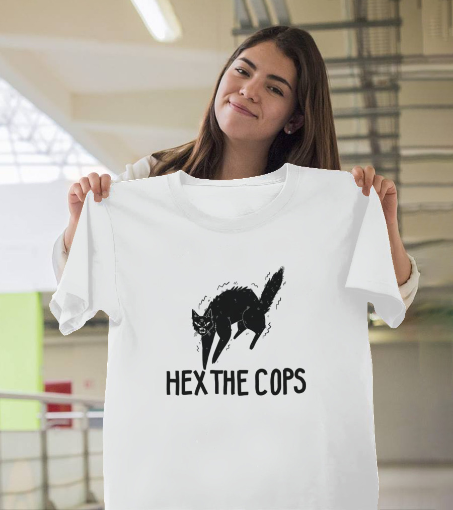 Hex the Cops Angry Black Cat T-Shirt