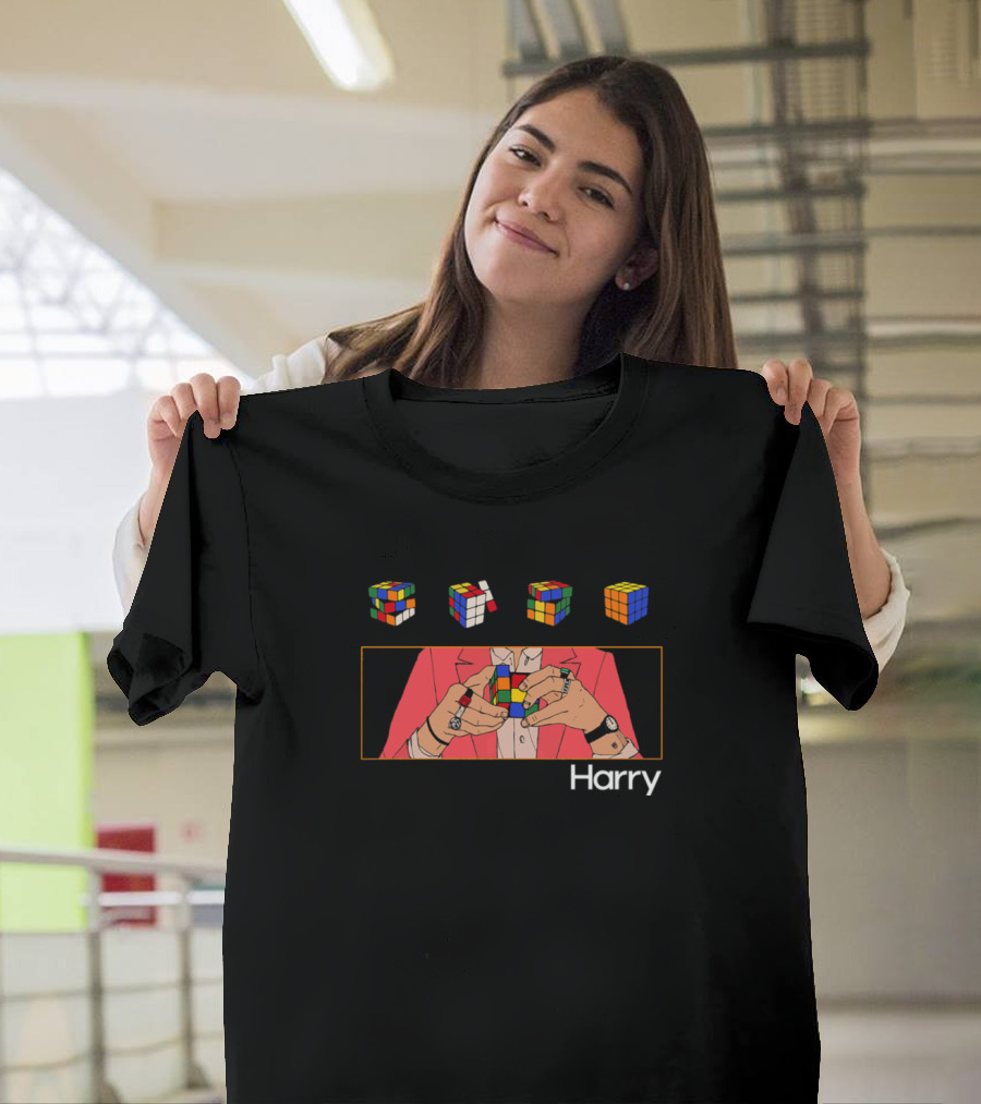 Harry Cube Rubik's Puzzle Hands in Red Suit T-Shirt