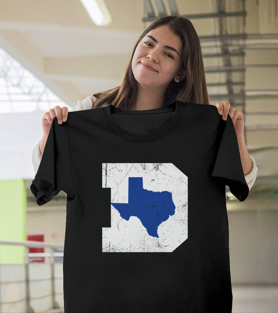 Dallas Texas D Map Blue T-Shirt