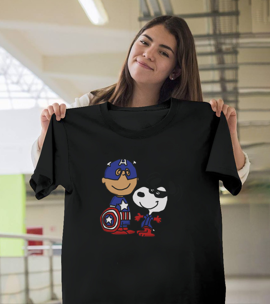 Captain America Snoopy Peanuts Crossover Duo T-Shirt