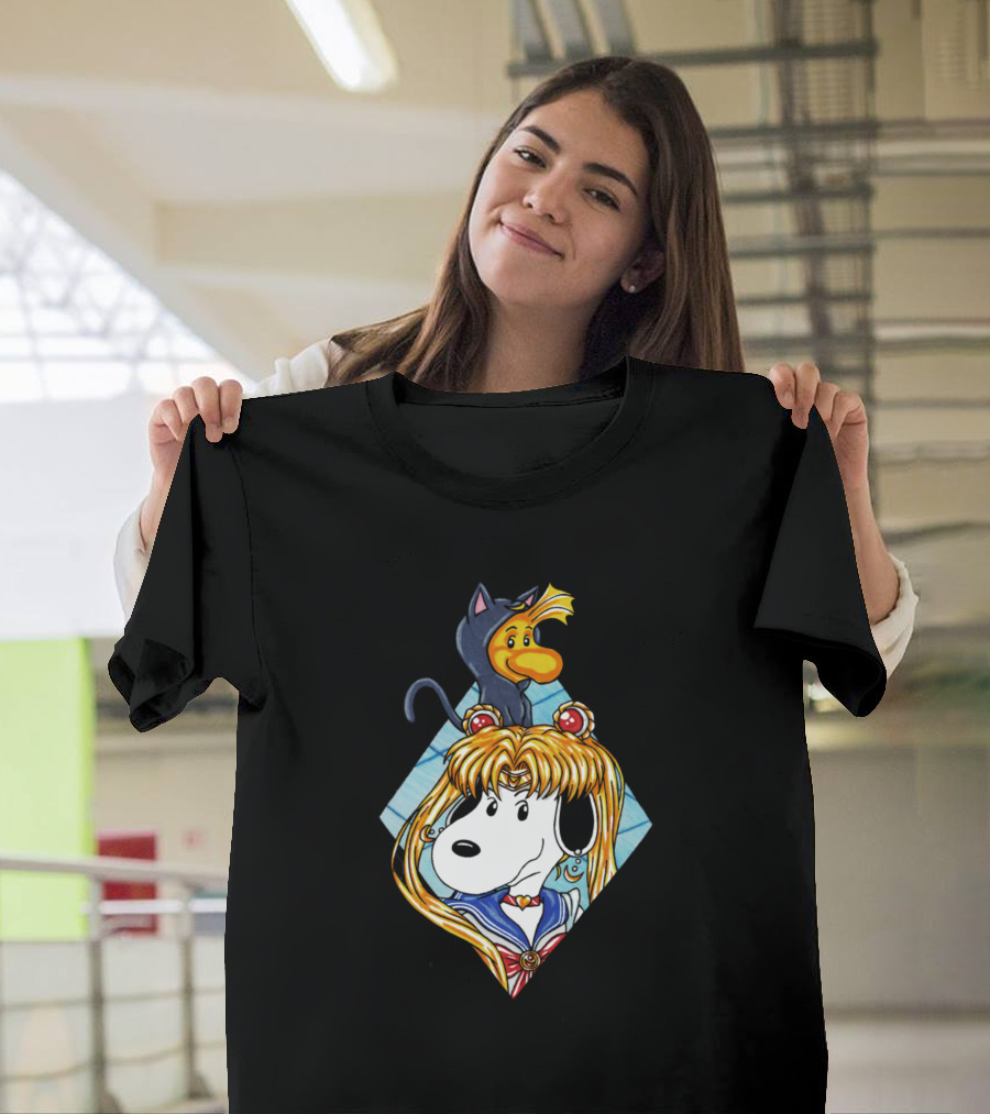 Sailor Moon Snoopy Woodstock Costume Crossover T-Shirt
