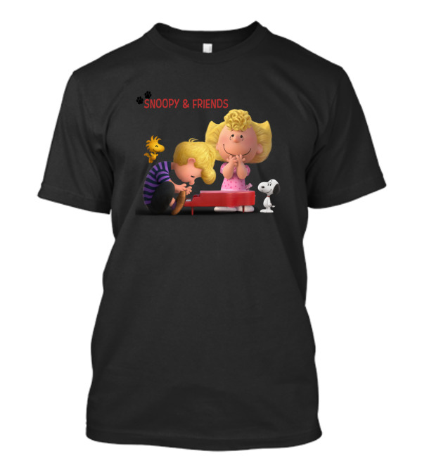 Snoopy And Friends Playing Piano With Woodstock And Lucy T-Shirt