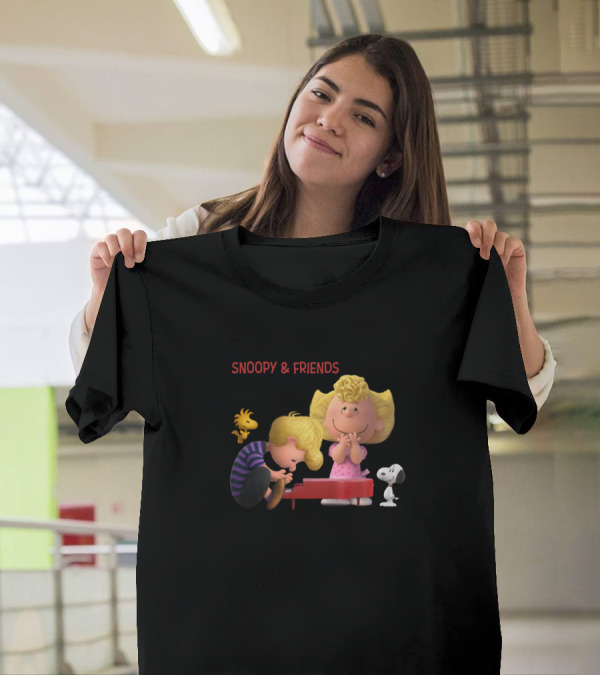 Snoopy And Friends Playing Piano With Woodstock And Lucy T-Shirt