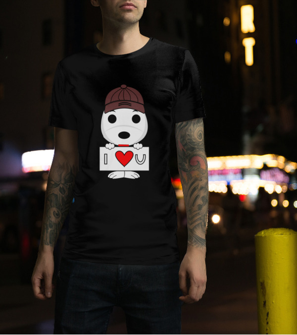 Snoopy Fall In Love I Love U Sign Baseball Cap T-Shirt
