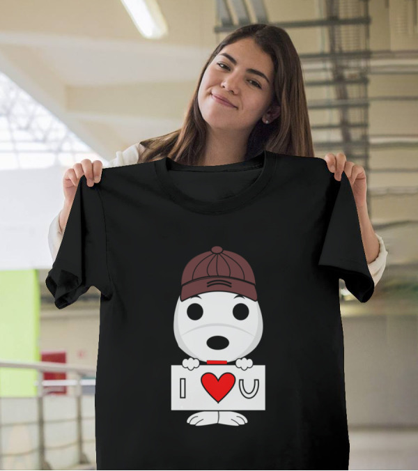 Snoopy Fall In Love I Love U Sign Baseball Cap T-Shirt