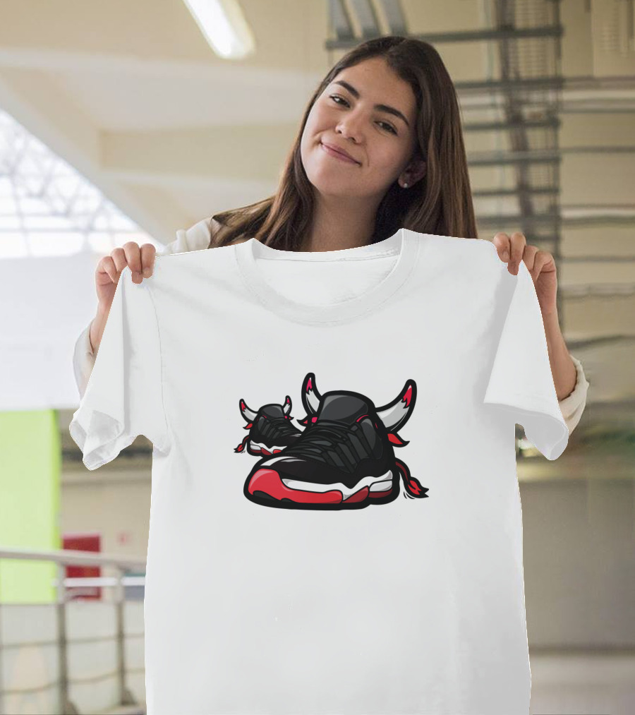 Jordan Air Jordan 11 Bred Low Retro Matador Bulls Horns Sneakers T-Shirt