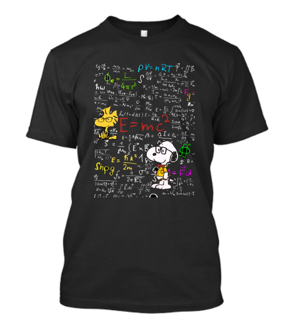 Snoopy Woodstock Talk Nerdy To Me Chalkboard Math Equations T-Shirt