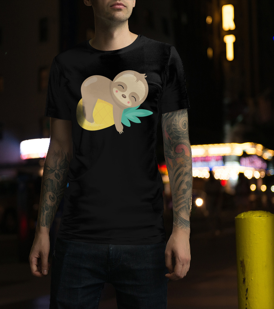 Baby Sloth Sleeping On Pineapple T-Shirt