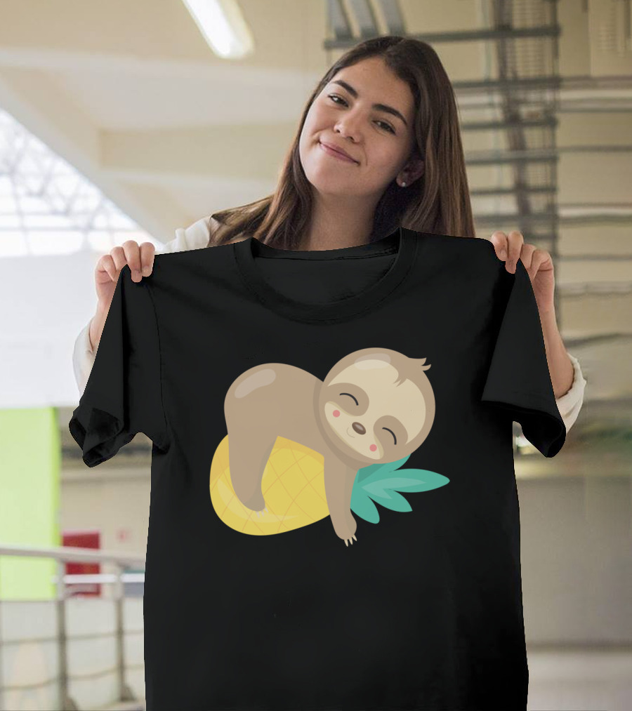 Baby Sloth Sleeping On Pineapple T-Shirt