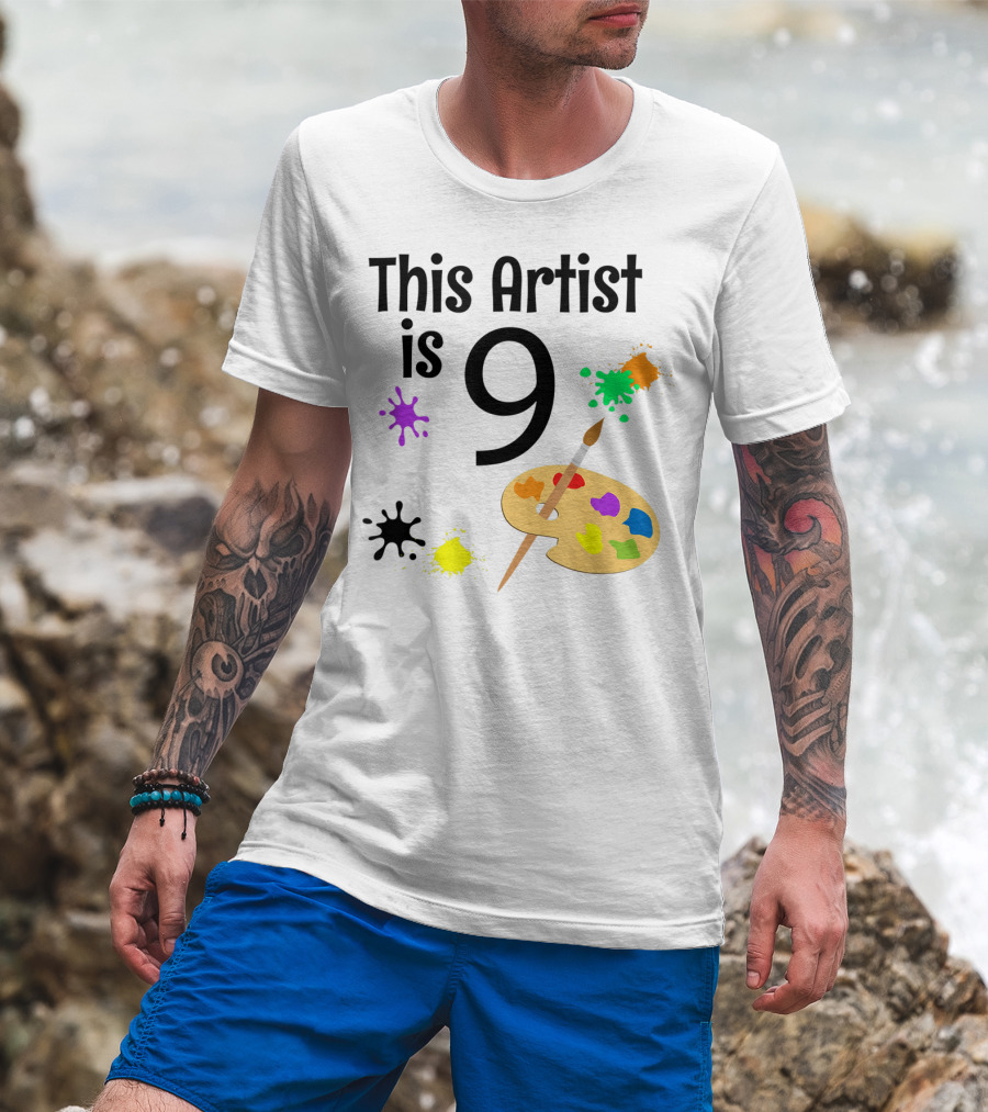 This Artist Is 9 Year Old Painting Birthday Party T-Shirt
