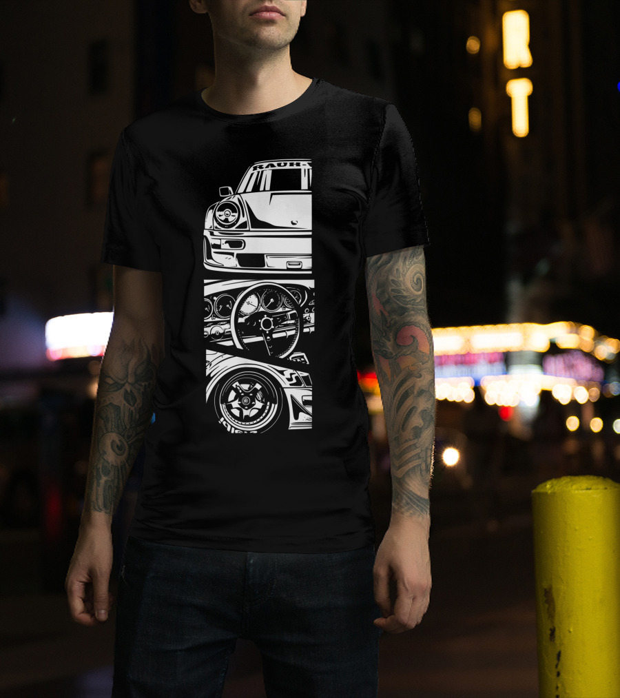Rauh Welt Begriff German Classic Car Oldtimer Dashboard Wheel T-Shirt