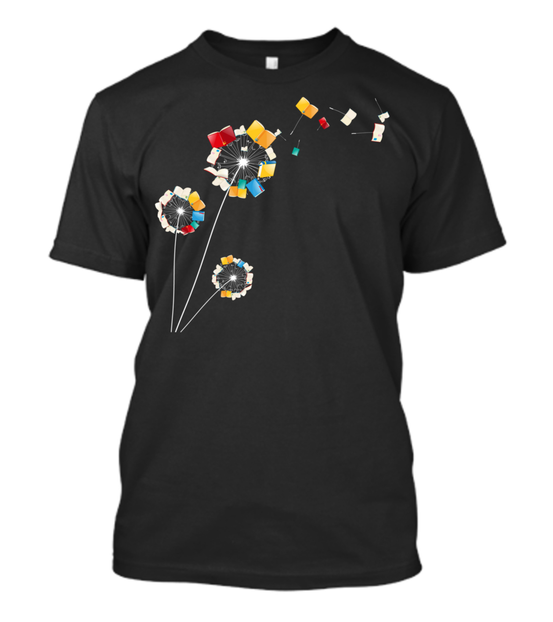 Book Flower Dandelion Funny Floral Bookworm Books As Dandelion Seeds T-Shirt