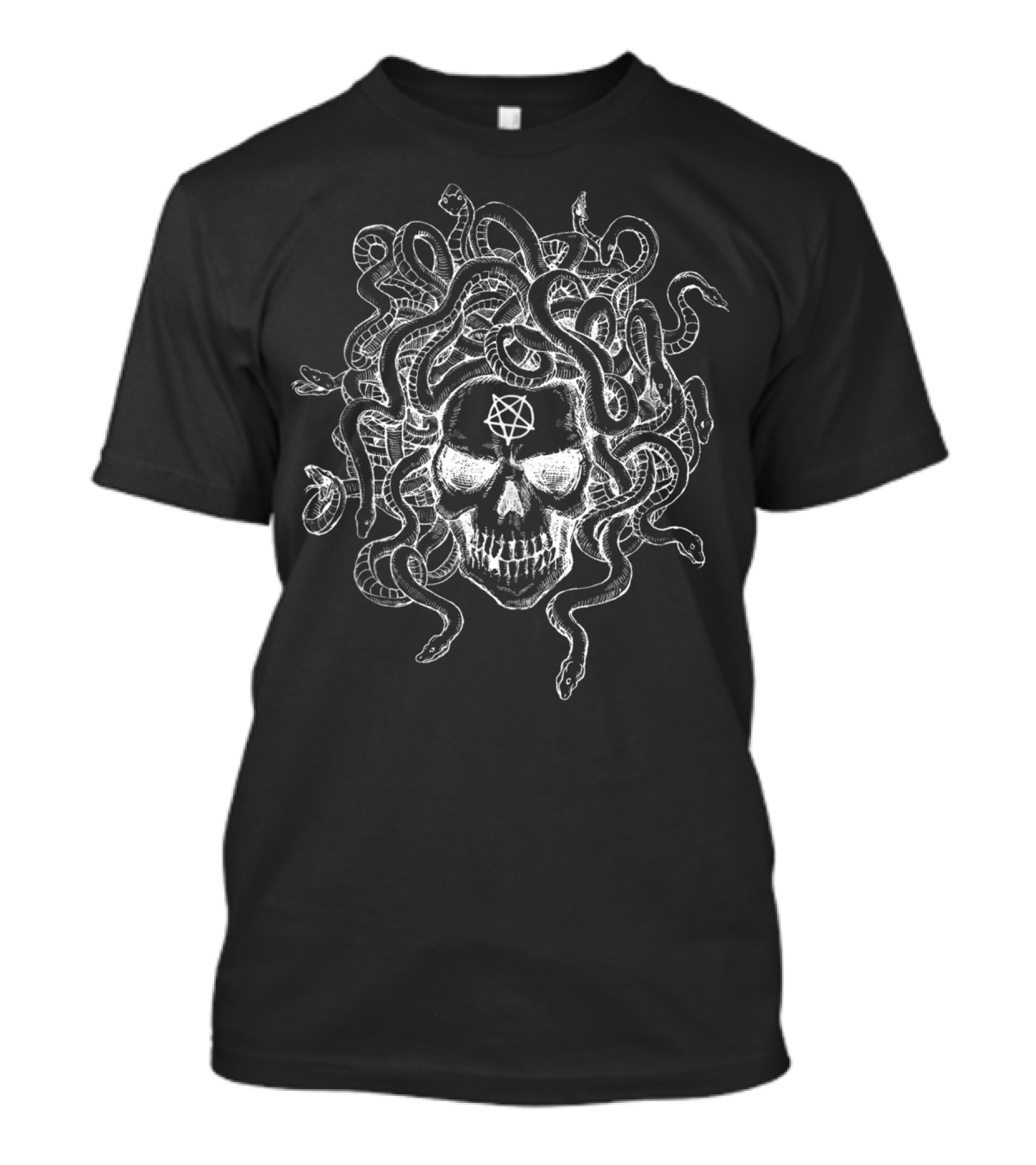 Dont Look Medusa Snakes Skull Pentagram Demon Goth Pagan H2 T-Shirt