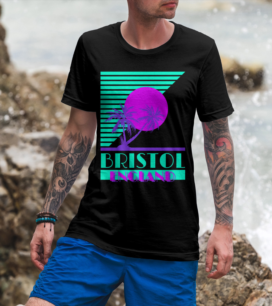 Bristol England Retro 80s Palm Tree T-Shirt