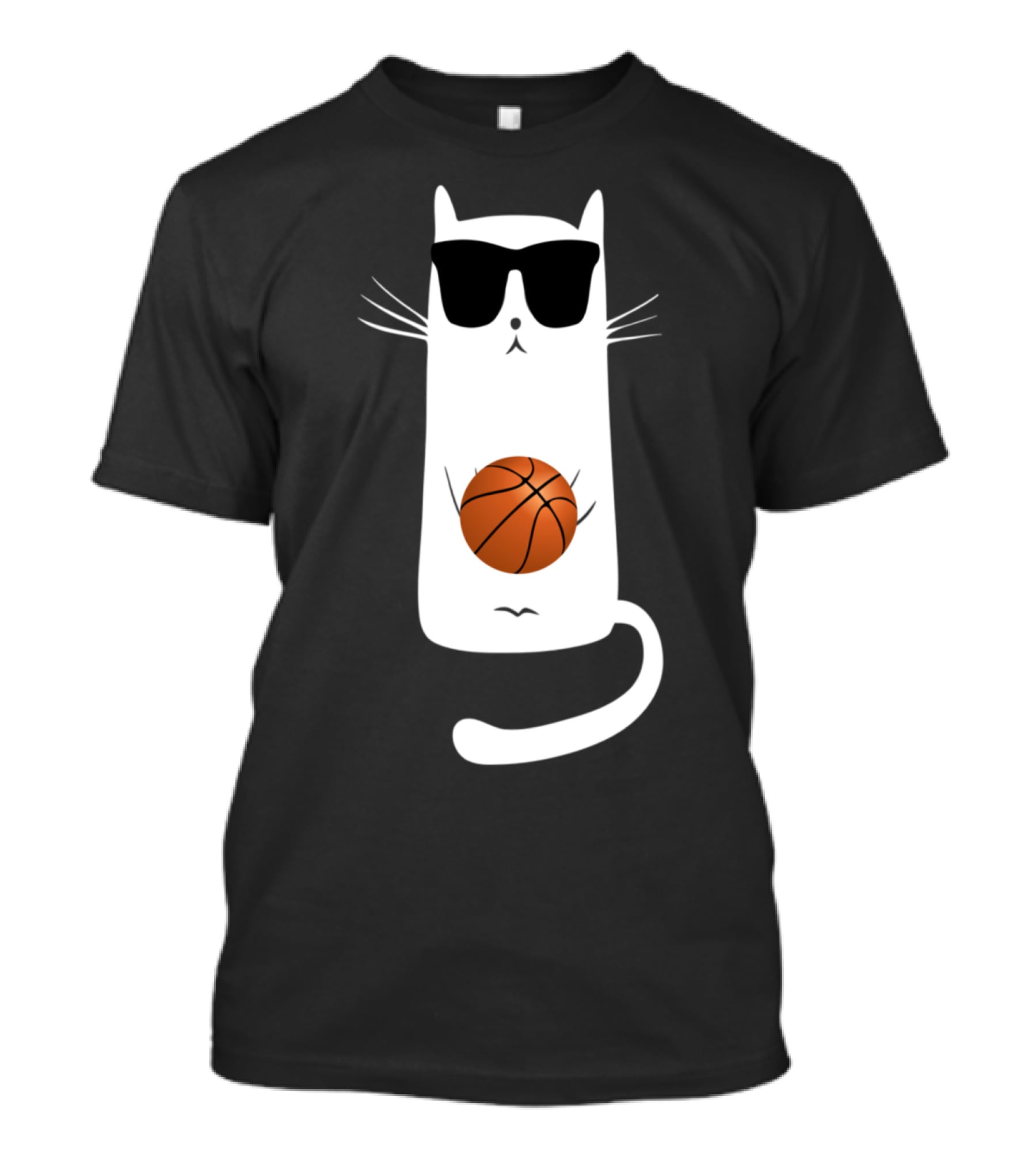Humorous Sunglass-Wearing Cat With Basketball In Whimsical Pose T-Shirt