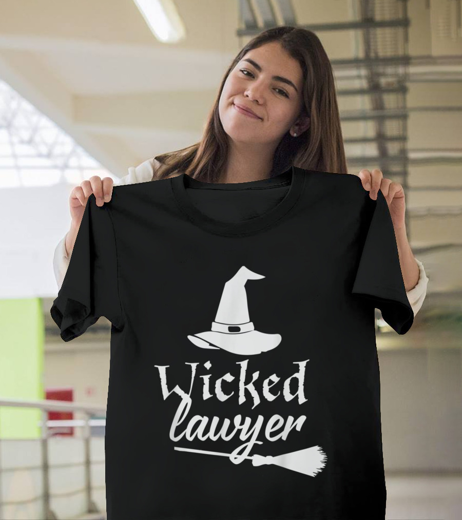 Wicked Lawyer Witch Hat Broomstick Halloween Lawyer T-Shirt