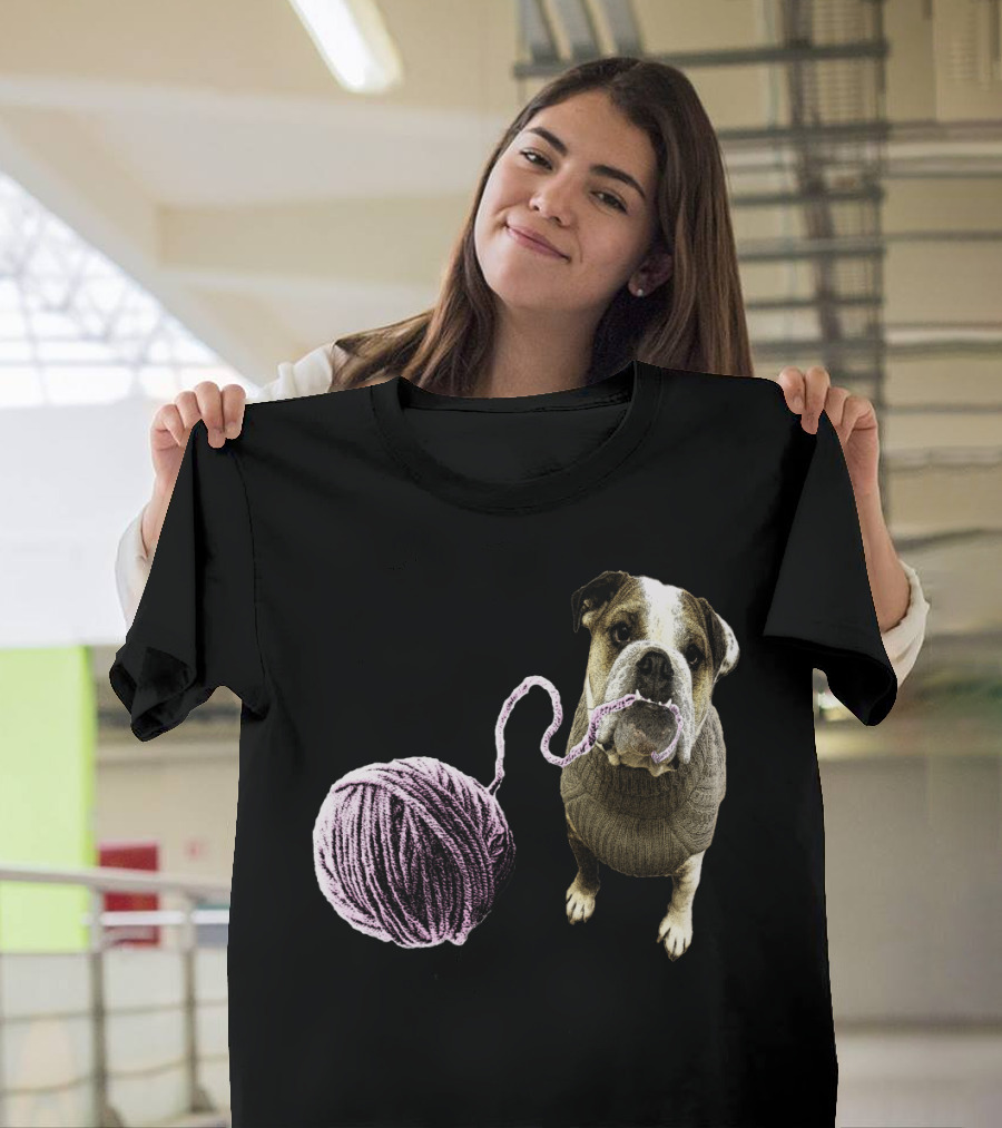 The Yarn Bully Bulldog with Yarn Ball T-Shirt
