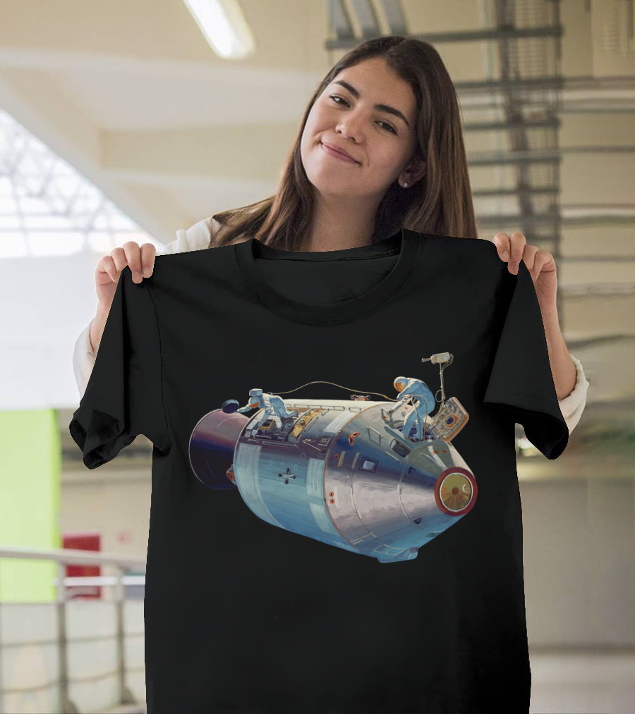 Deep Space SpaceWalk Astronauts Engaged on Apollo Command Module T-Shirt