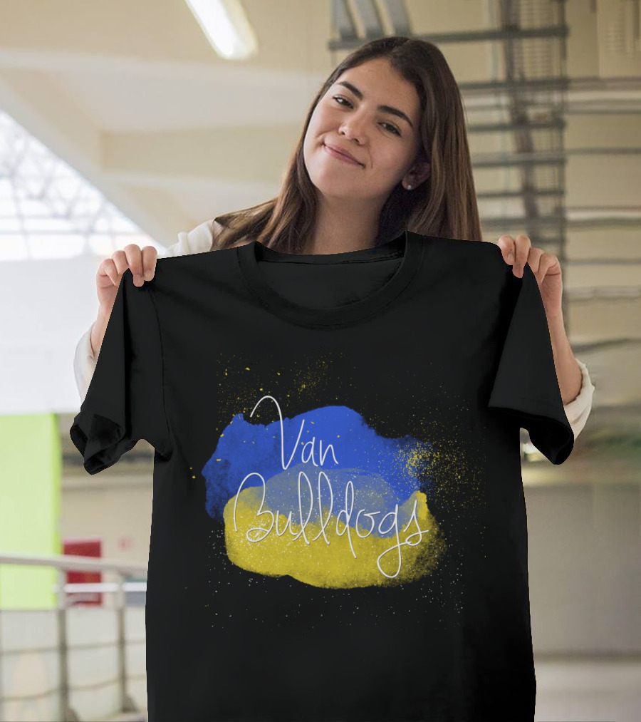 Van Bulldogs Blue and Yellow Paint Splatter T-Shirt