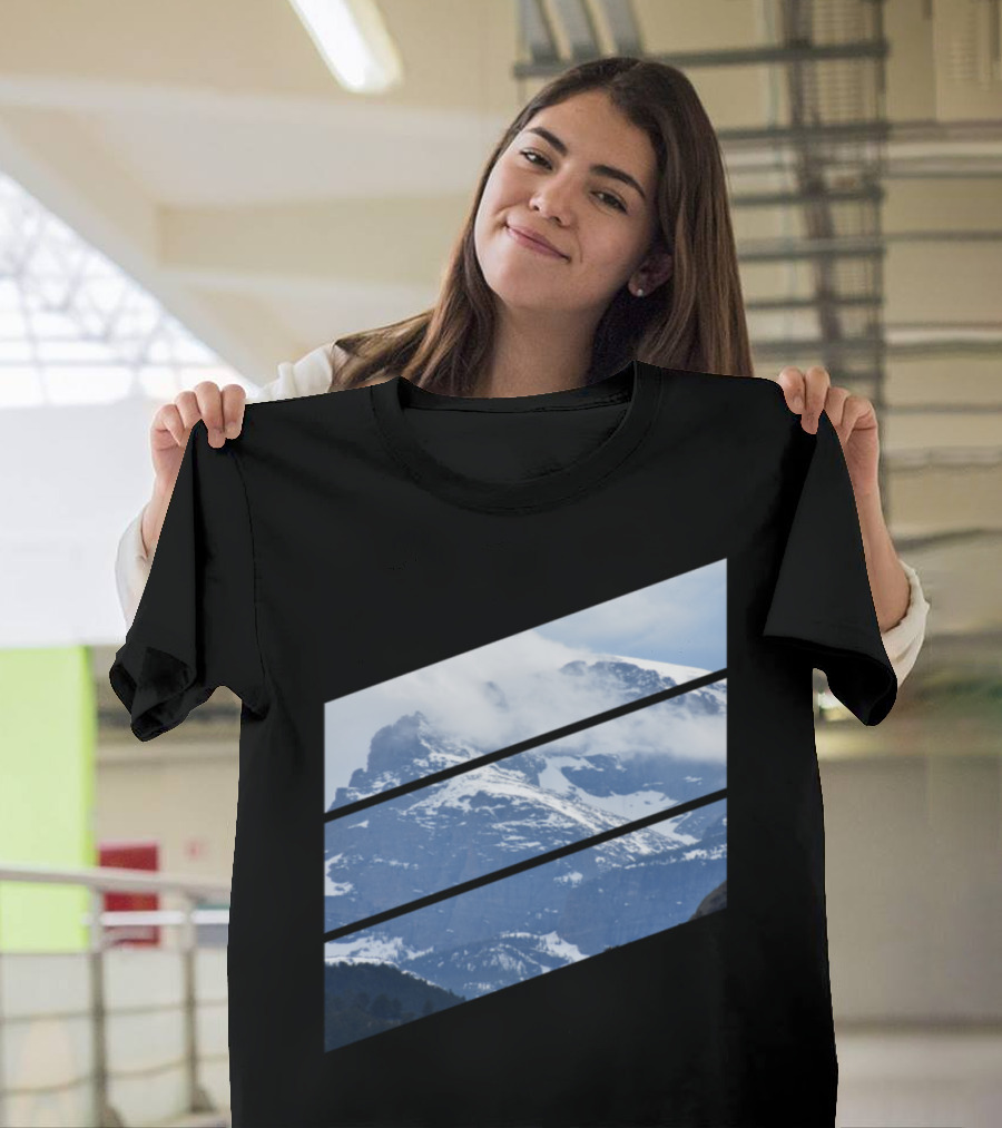 Mountain Diagonals Snowy Peaks Layered Horizons T-Shirt