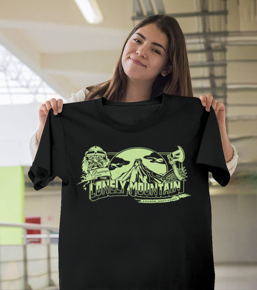 Greetings from The Lonely Mountain Erebor Rhovanion Dwarf and Axe T-Shirt