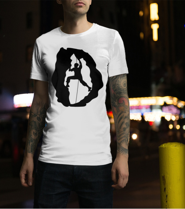 Wall Mountaineer Climb Mountains High Sport Hobby Silhouette Adventure T-Shirt