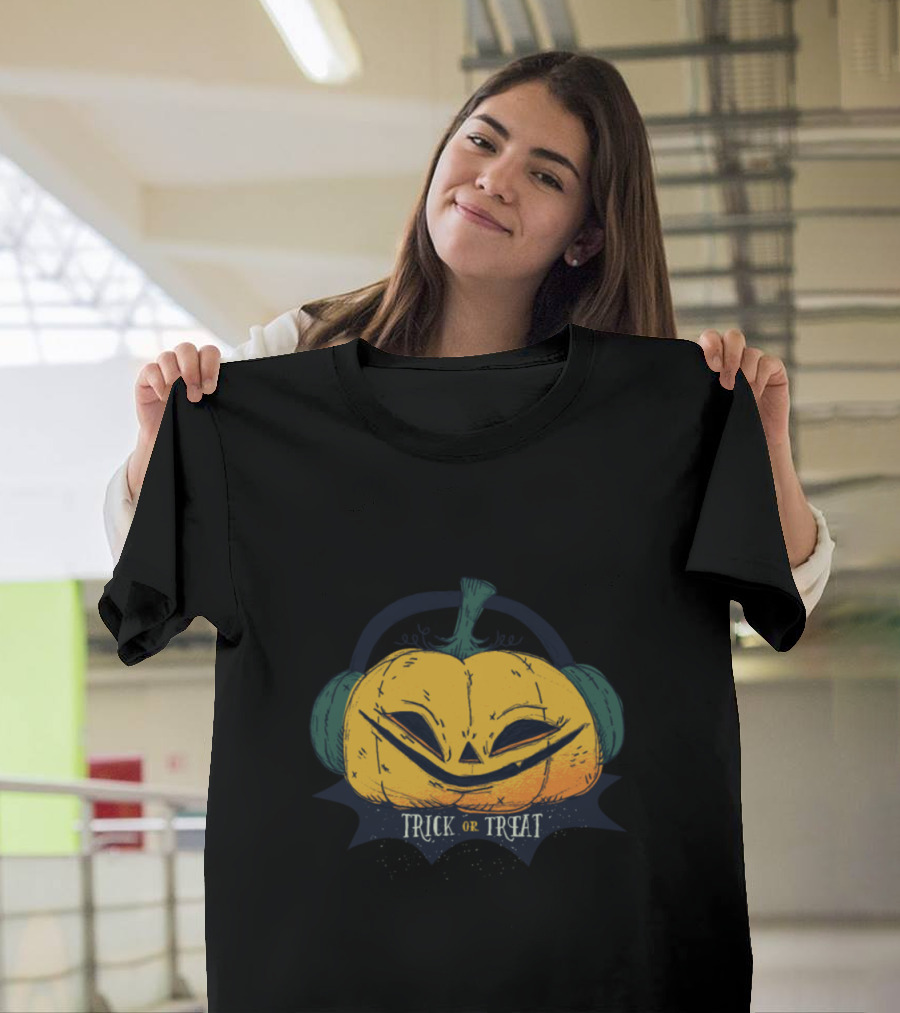 Trick or Treat Pumpkin with Headphones T-Shirt