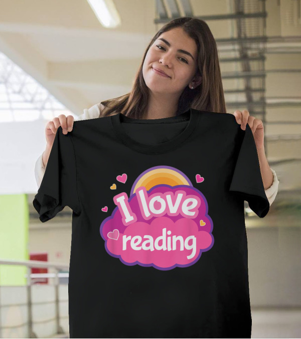 I Love Reading Heart Cloud Rainbow Book Club Librarian T-Shirt
