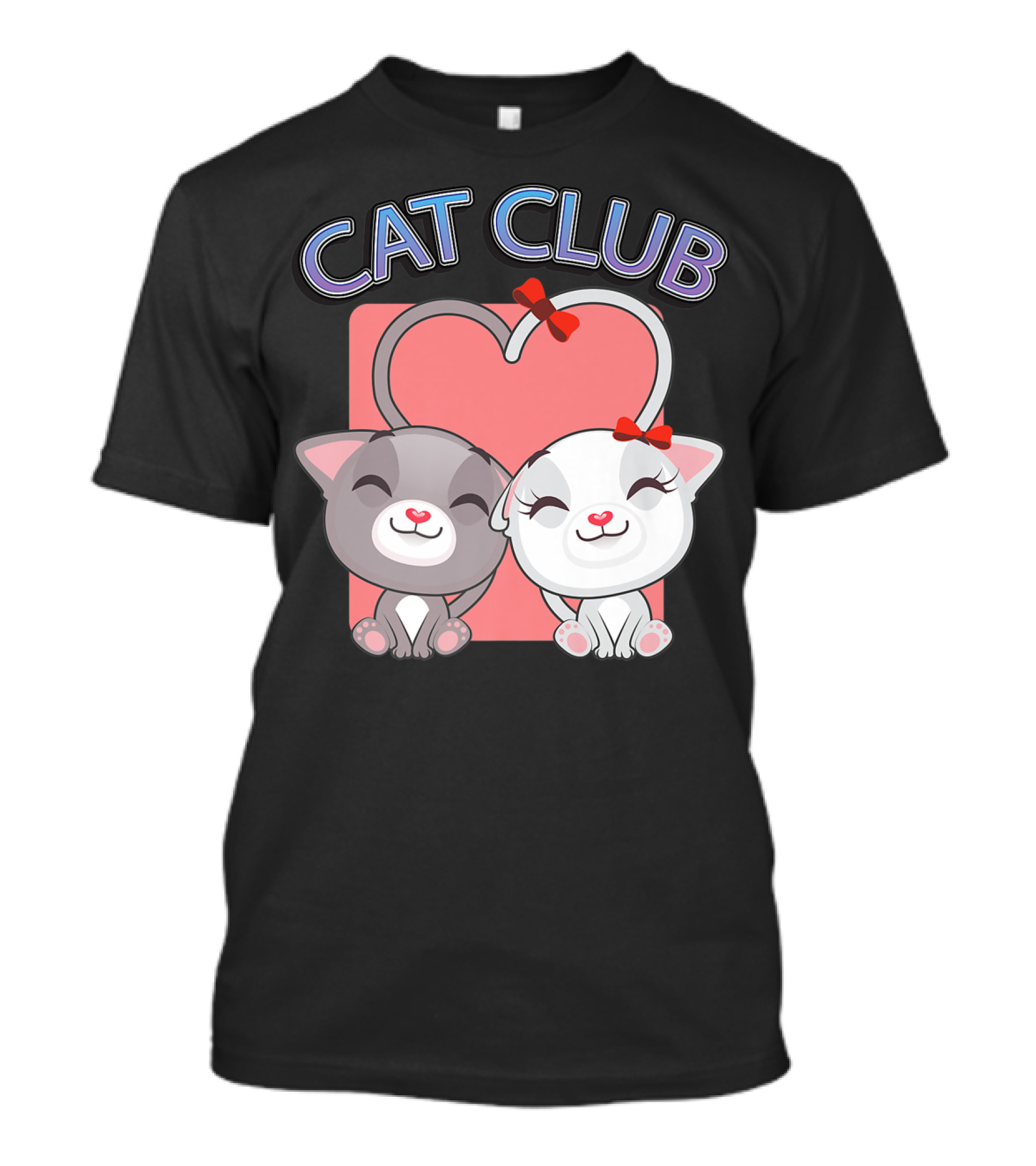 CAT CLUB Cat Lover Kitty Heart Bows T-Shirt