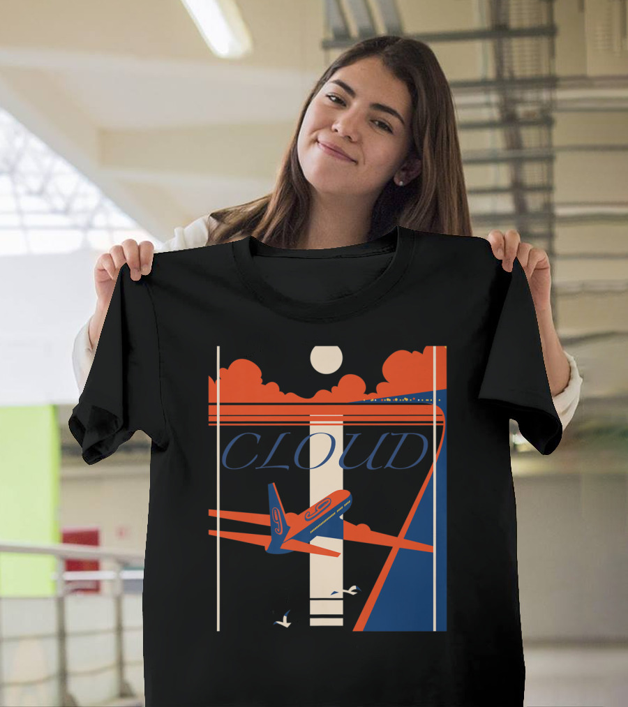 Cloud 9 Mile High Club Airplane Vintage Aesthetic T-Shirt