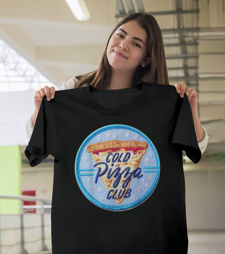 Cold Pizza Club Patch Badge Pizza Slice T-Shirt
