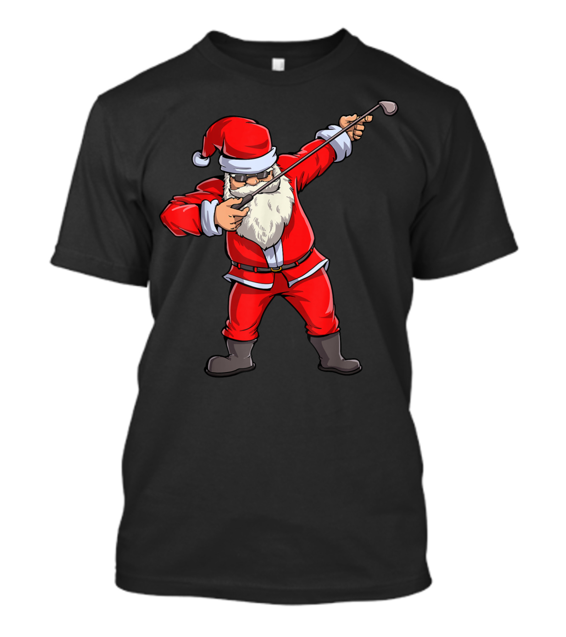 Dabbing Santa Golfing Christmas Club Hat Holiday Fun T-Shirt