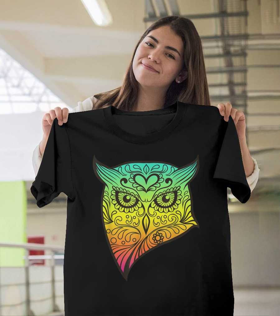 Day Of The Dead Techno Trance EDM Club Owl Psychedelic T-Shirt