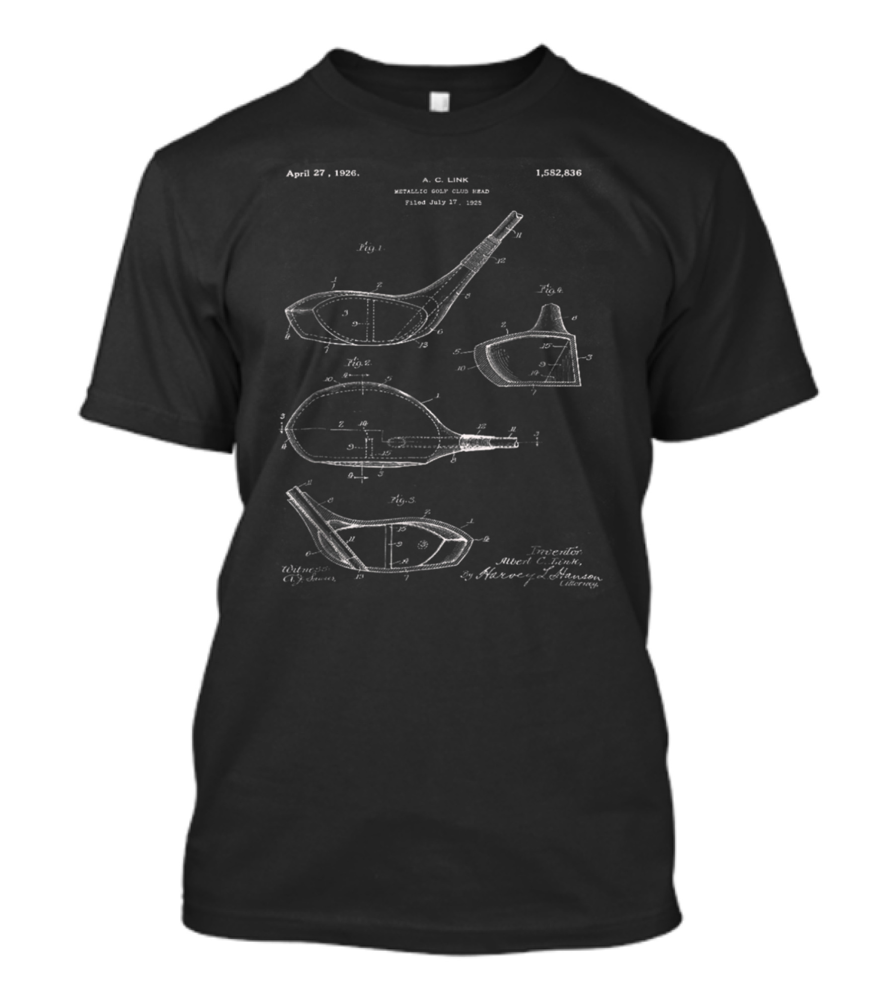 April 27 1926 Metallic Golf Club Head Patent A.G. Link T-Shirt