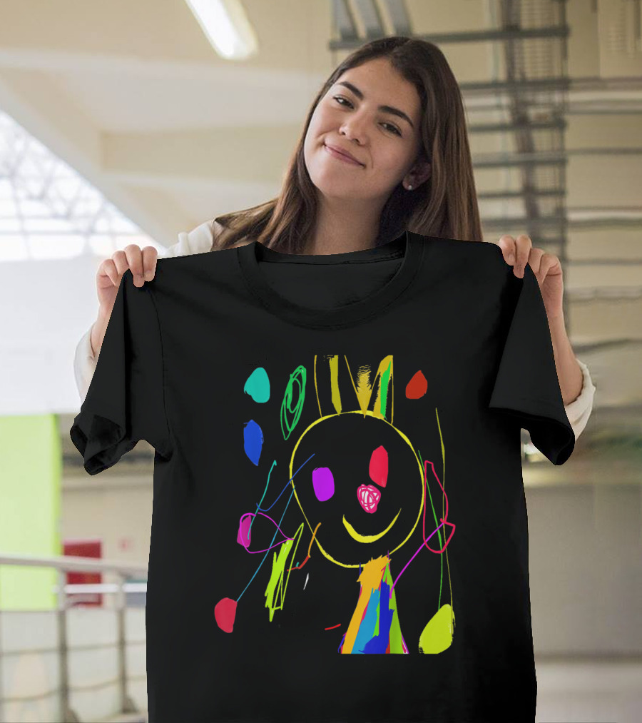Happy Day Multicolor Abstract Smiley Face T-Shirt