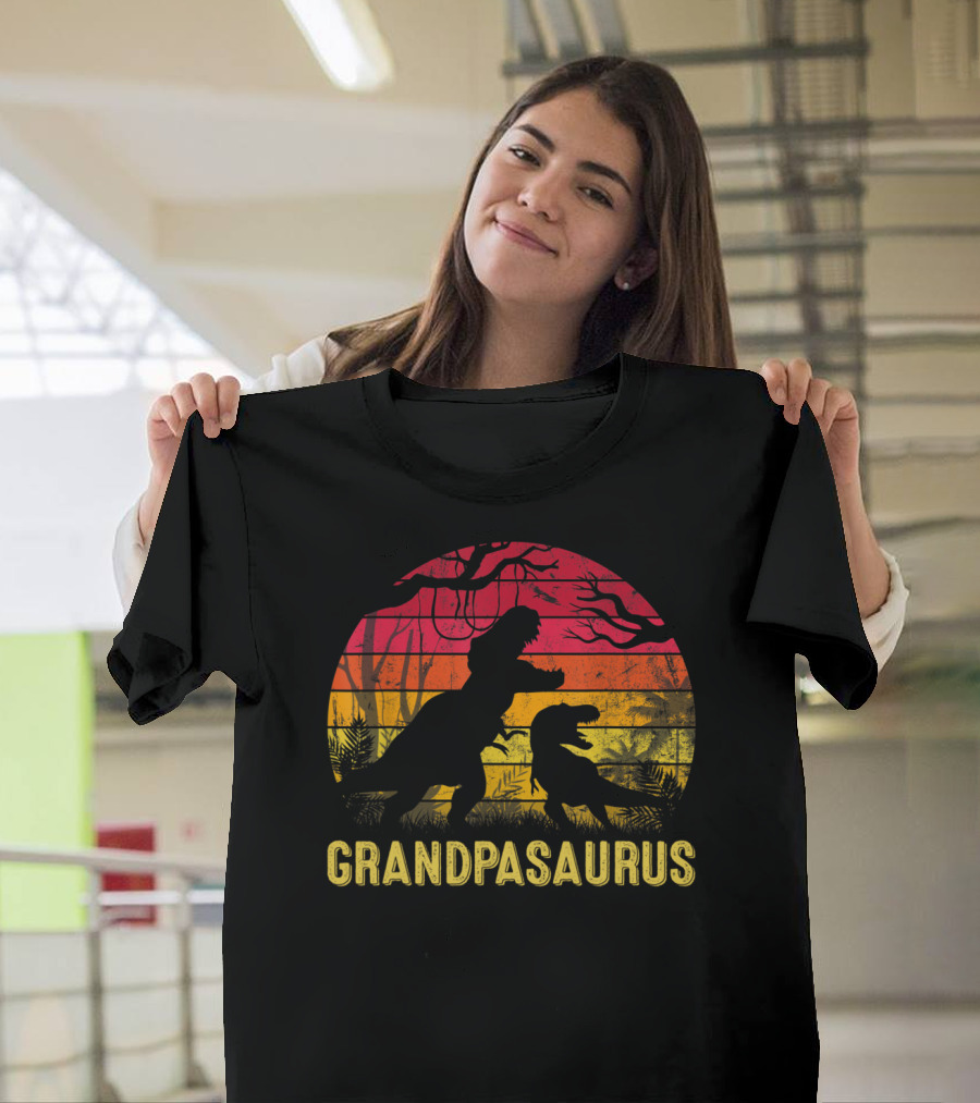 Grandpasaurus Rex Dinosaur Silhouette Father's Day Humor T-Shirt