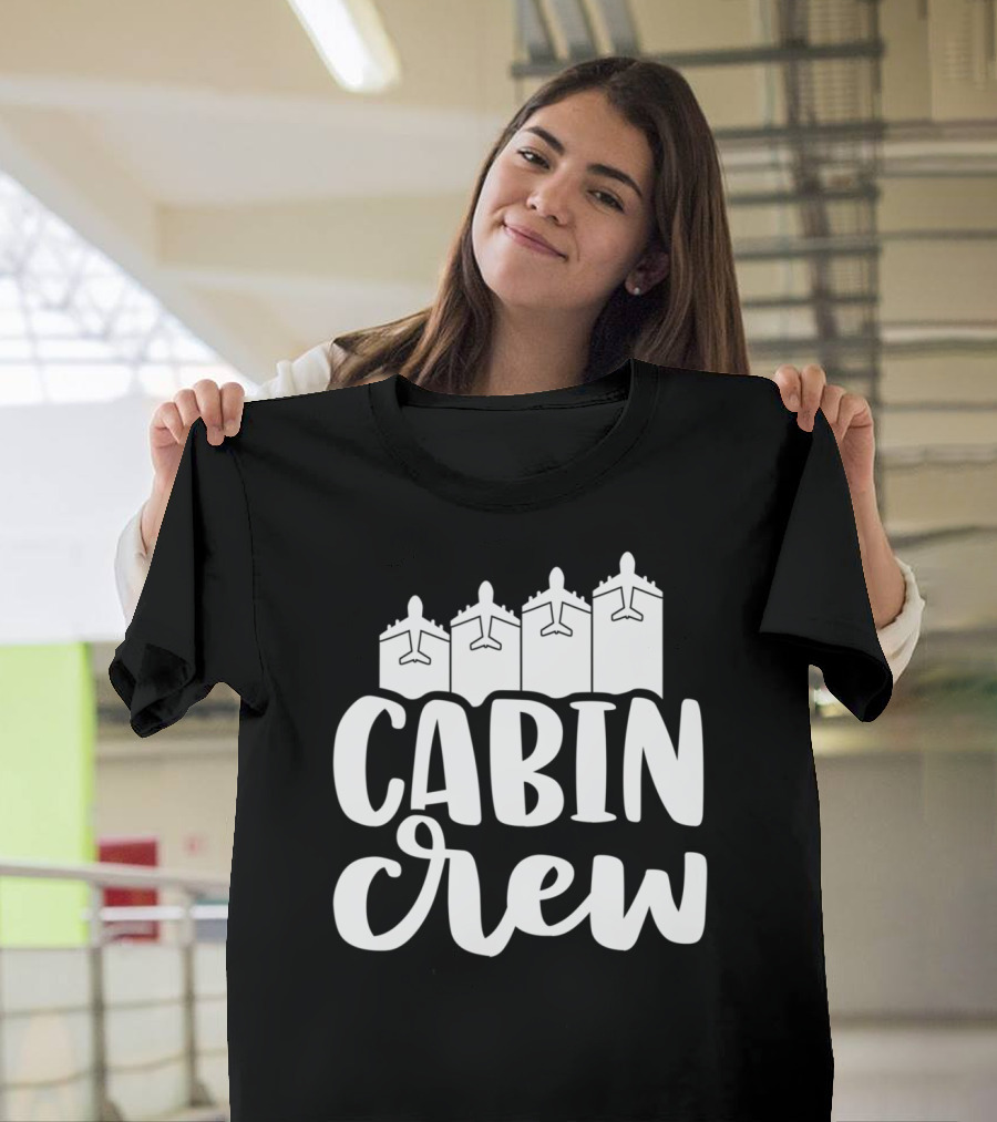 Vintage Cabin Crew Flight Airplanes on Runway T-Shirt