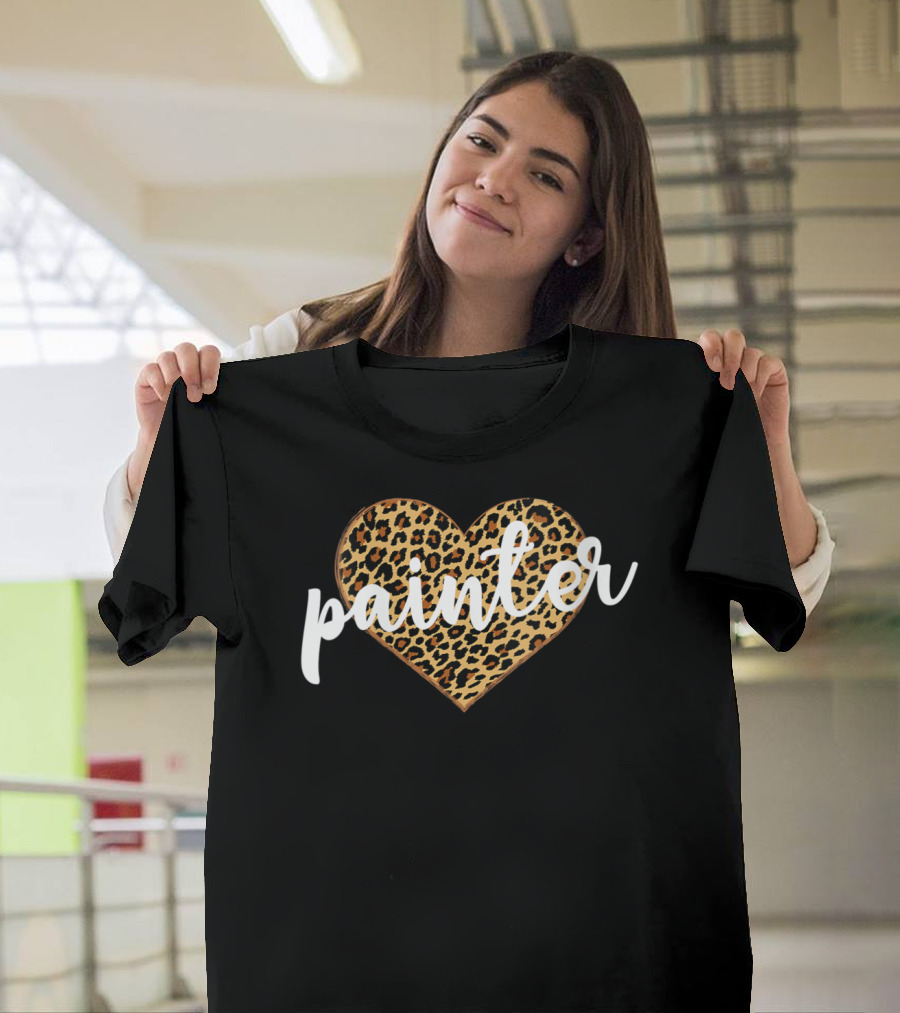 Painter Heart Leopard Print T-Shirt