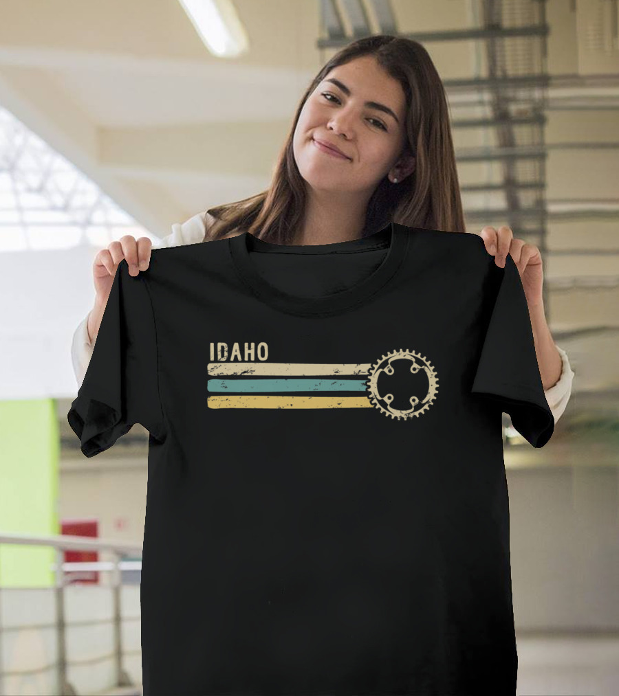 Idaho Vintage 70s 80s Biking avec Gear Stripes T-Shirt
