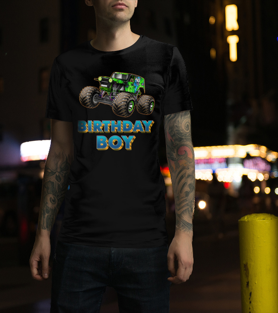 Birthday Boy Monster Trucks Are My Jam Cool Monster T-Shirt