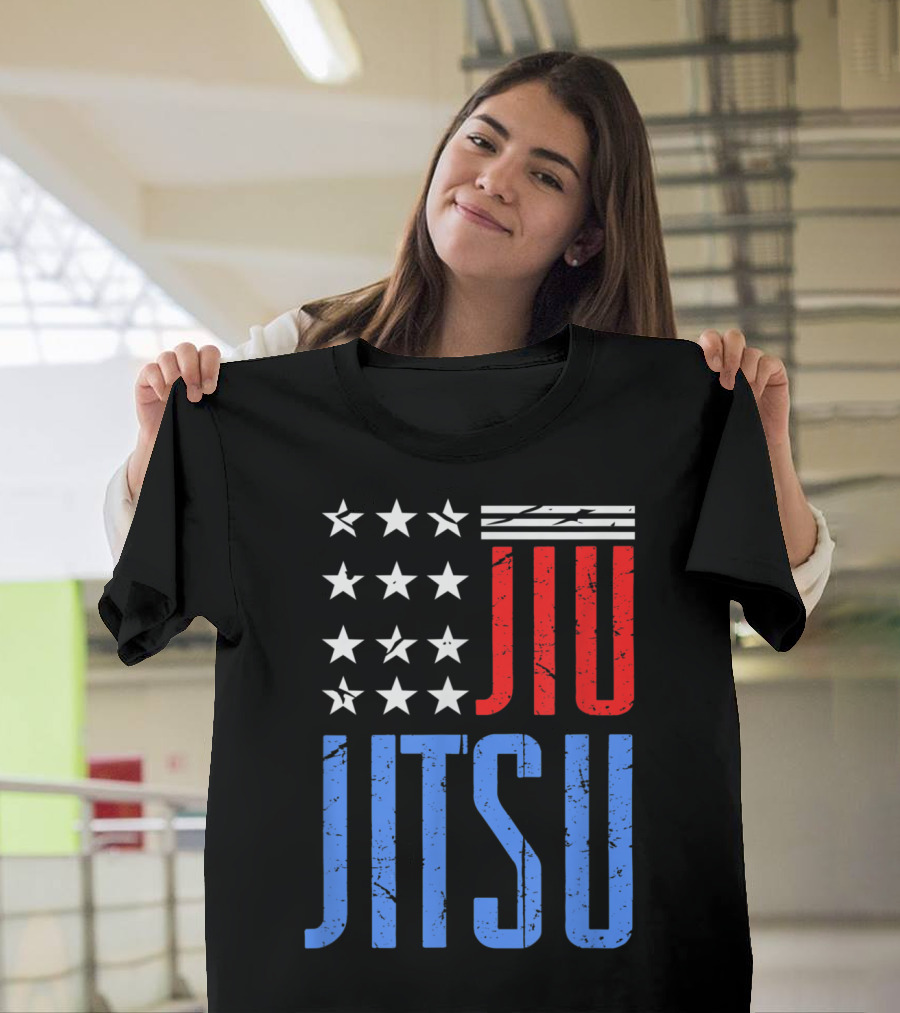 Jiu Jitsu American Flag Stars Stripes T-Shirt